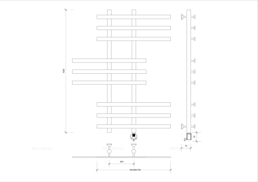 Полотенцесушитель электрический Secado Понтида 6 100х60 см 4603777457471 R, хром - 2 изображение