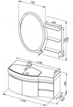 Комплект мебели для ванной Aquanet Опера 115 L 2 двери 2 ящика белый - 16 изображение