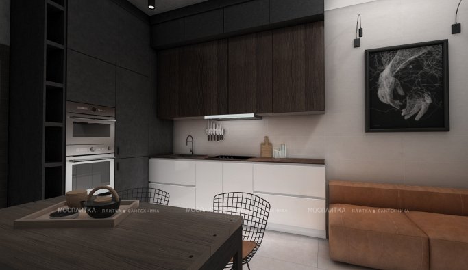 Дизайн Кухня-гостиная в стиле Лофт в белом цвете №12801 - 8 изображение