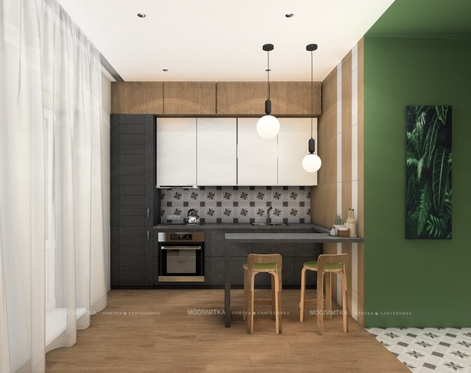 Дизайн Кухня-гостиная в стиле Эклектика в белом цвете №13047 - 9 изображение