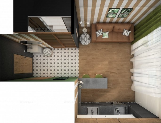 Дизайн Кухня-гостиная в стиле Эклектика в белом цвете №13047 - 3 изображение