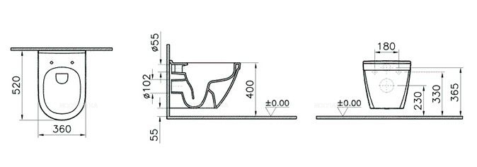 Комплект подвесной безободковый унитаз Vitra S50 7740B003-0850 , с функцией биде + инсталляция Creto Standart 1.0 - 2 изображение