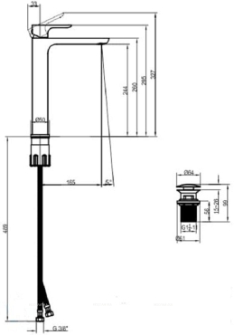 Смеситель для раковины Villeroy&Boch O.novo TVW10410511061 с донным клапаном, высокий - 2 изображение