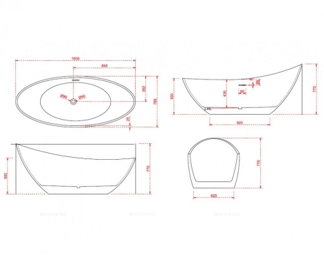 Акриловая ванна Abber 183x78,5x77 AB9233 - 8 изображение
